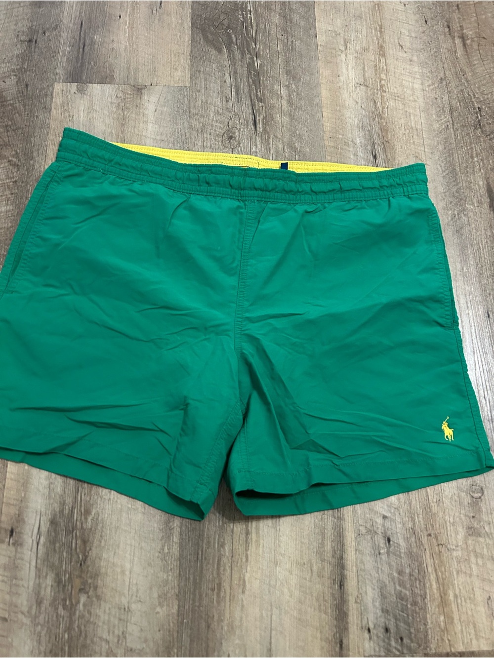 Ralph Lauren Green Swim Trunks with Yellow Logo
